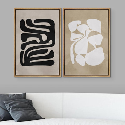 «Black Lines Over Tan Plain», 2 pièces