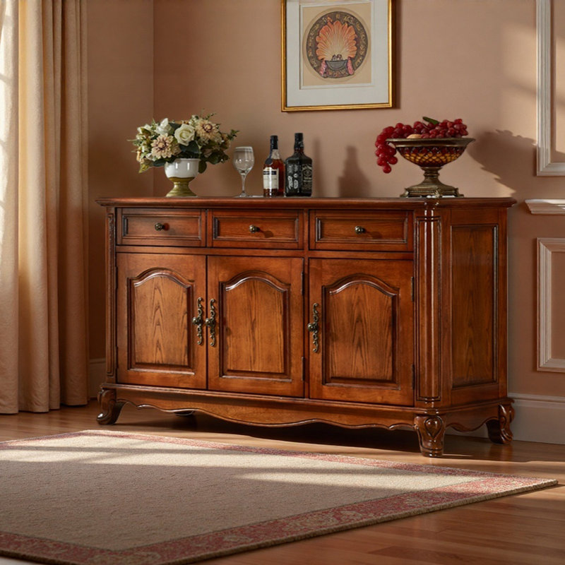 Buffet haut de gamme de style rétro, Brun, H 35,04 po x l 59,06 po x P 18,9 po