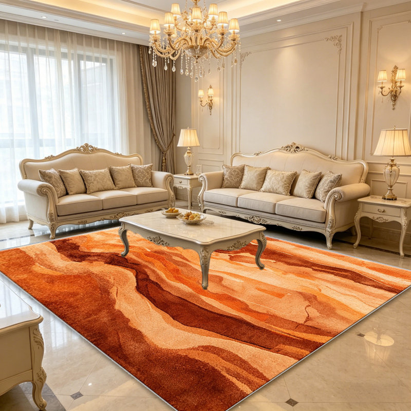 Sunset Abstract carpet-easy to clean, machine-washable, soft and comfortable; suitable for door mats, kitchens, living rooms, bedrooms, corridors, and laundry areas. Easy to clean, durable carpet for home decoration.
