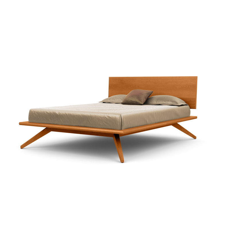 Astrid Solid Wood Platform Bed, Natural Cherry, Queen, Conventional