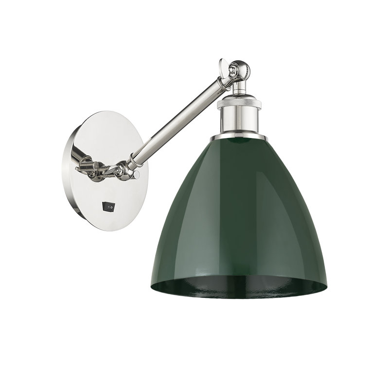 Applique murale en acier 1 lumière, Vert, Nickel poli
