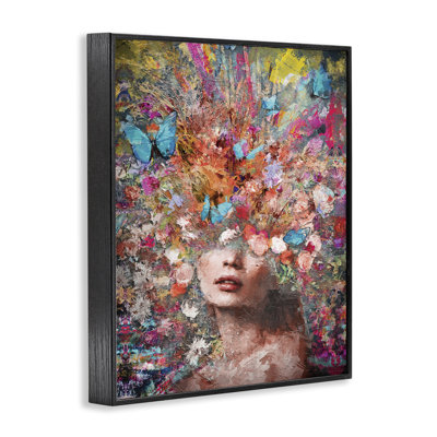 Abstract Painterly Floral Face Framed Giclee Art by Reinders