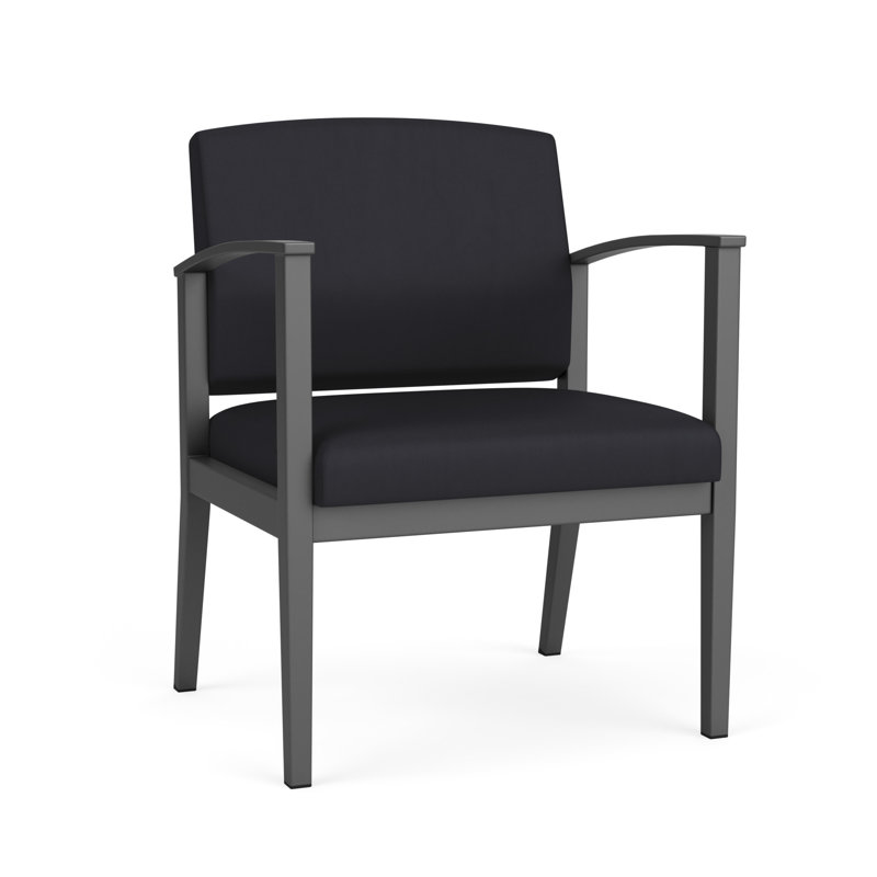 Chaise d'invité en acier Amherst, Gris anthracite, Vinyle noir Patriot Plus