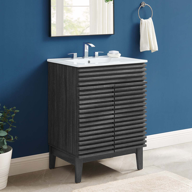 Modway Render Bathroom Vanity, Charcoal/White