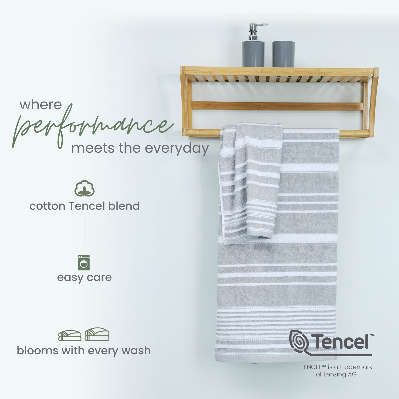 Branden Sculpted Stripe Cotton Bath Towel,  Batten Stripe Gray