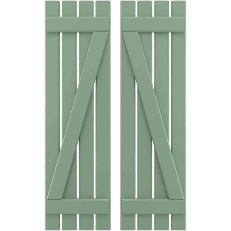 Volets de planche-n-lattes avec barre en Z (par paire) Americraft (2 lattes), Vert piste, 15 1/2", 48"