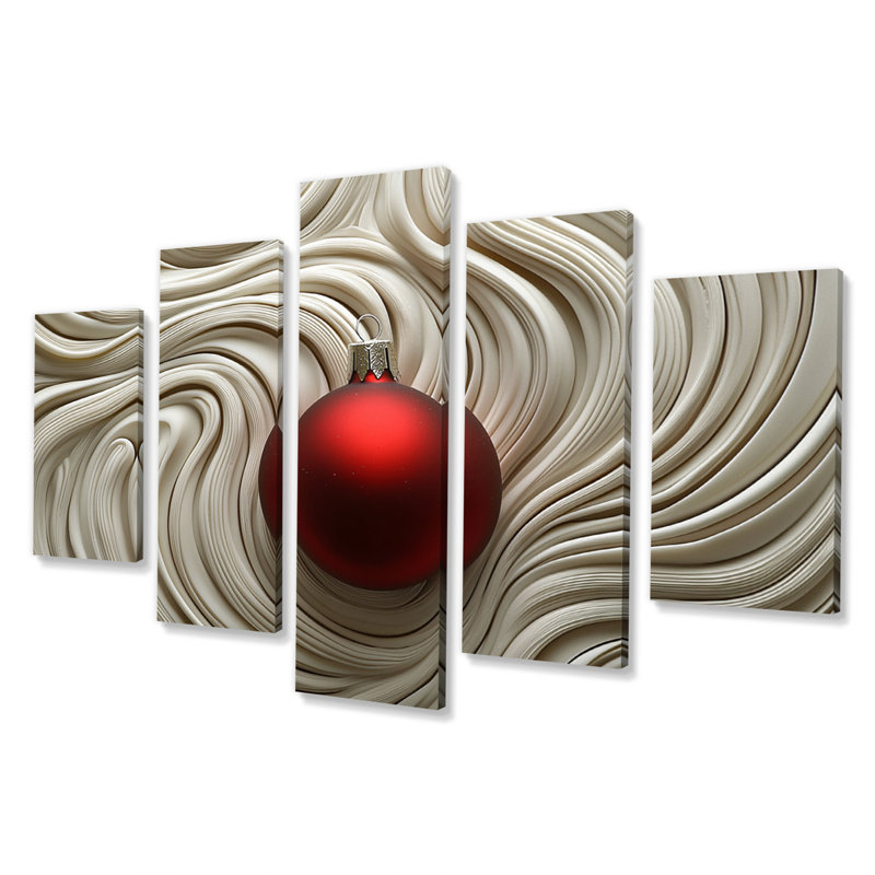 Ensemble de décorations murales rouges et blanches «Christmas Peppermint Swirl II»