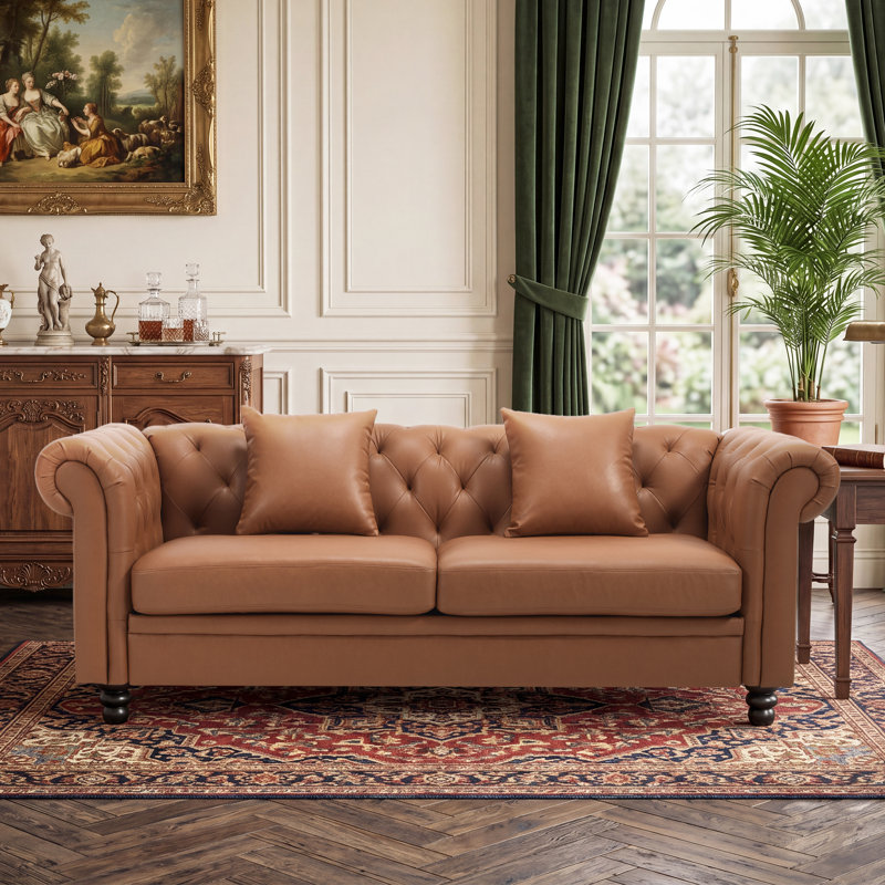 Canapé Chesterfield de 83,1 po Fynlie, Brun