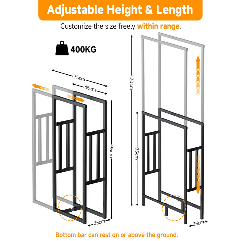 75cm W Metal Log Rack