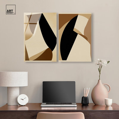 Desert Forms Duo Acrylic Print Abstract Boho Art Set by Art Remedy, Ready to Hang, 16 x 24