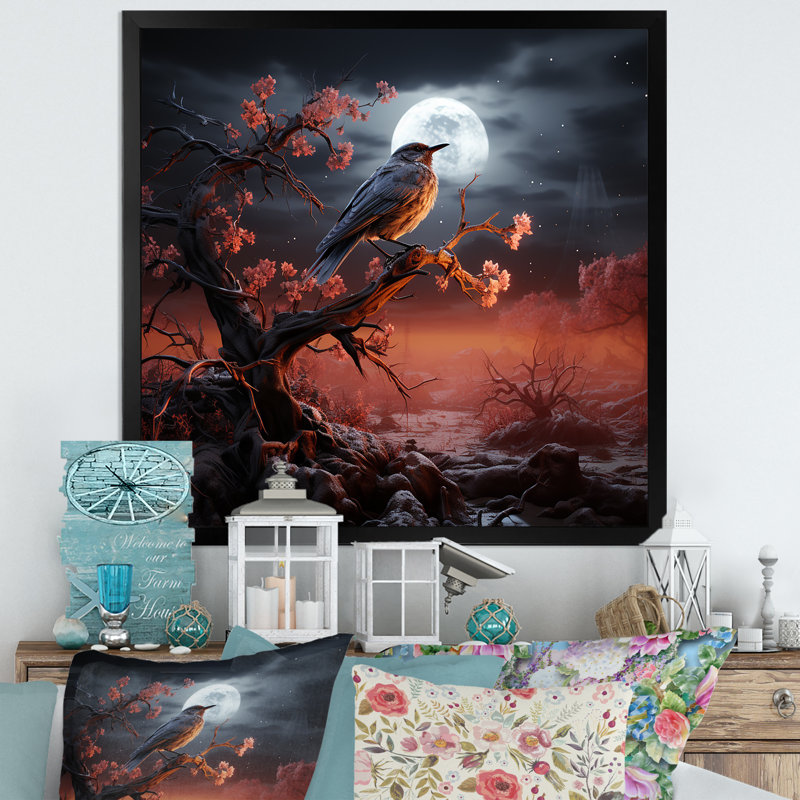 Les couches texturées créent des ciels mixtes - impressions murales d'oiseaux, Cadre simple noir, H 24 po x l 24 po x P 1 po