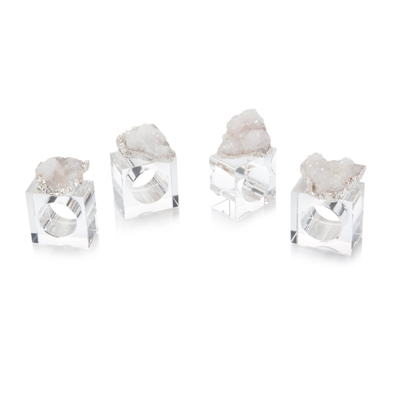 Crystal Napkin Ring, White/Silver