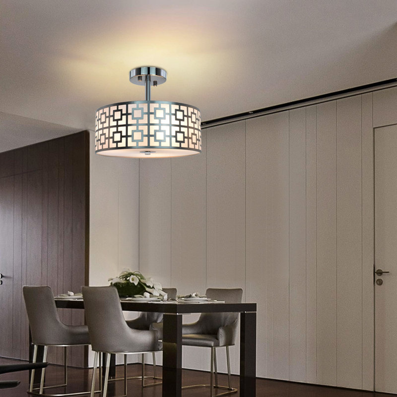 Plafonnier semi-encastré 3 lumières 12,6 po Rushda, Argent
