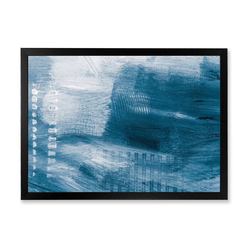 Nuances de bleu créatif - Peinture sur toile, H 12 po x l 20 po x P 1 po, Cadre d'angle fermé noir