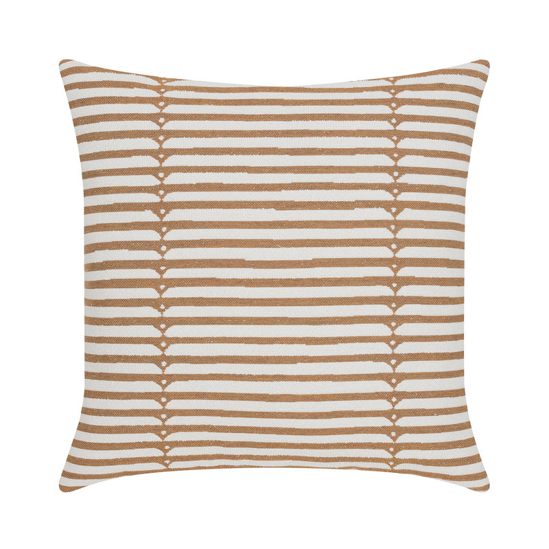 Luxe Square Indoor/Outdoor Pillow Cover & Insert, 22"H x 22"W, Striped 1, Caramel