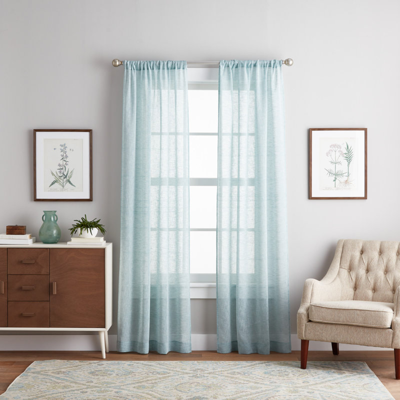 Paire de rideaux transparents avec passe-tringle Alvelo, L 38 po x L 84 po, Gris