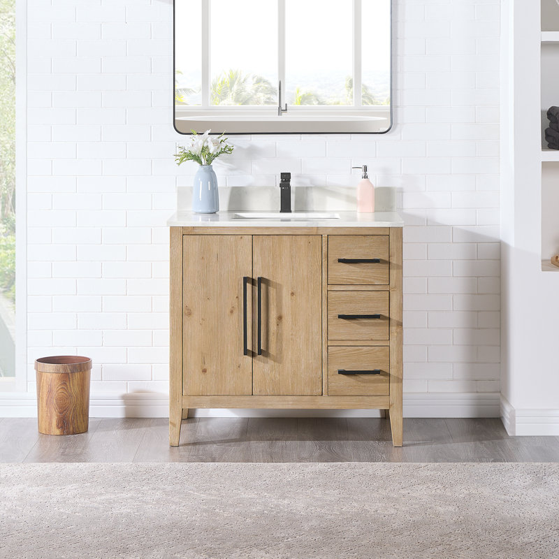 Laurel 35.2" Single Bathroom Vanity Base Only, Weathered Fir