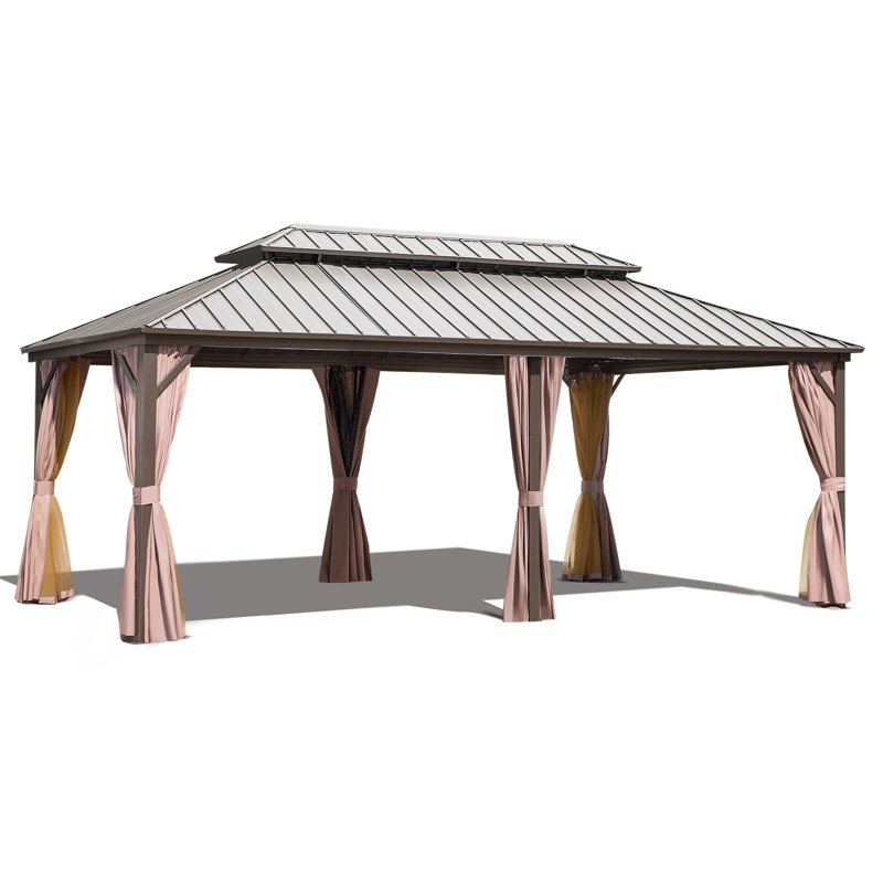 Pavillon de jardin en aluminium avec toit rigide et double toit: protection durable et design élégant, 20 pi x 12 pi