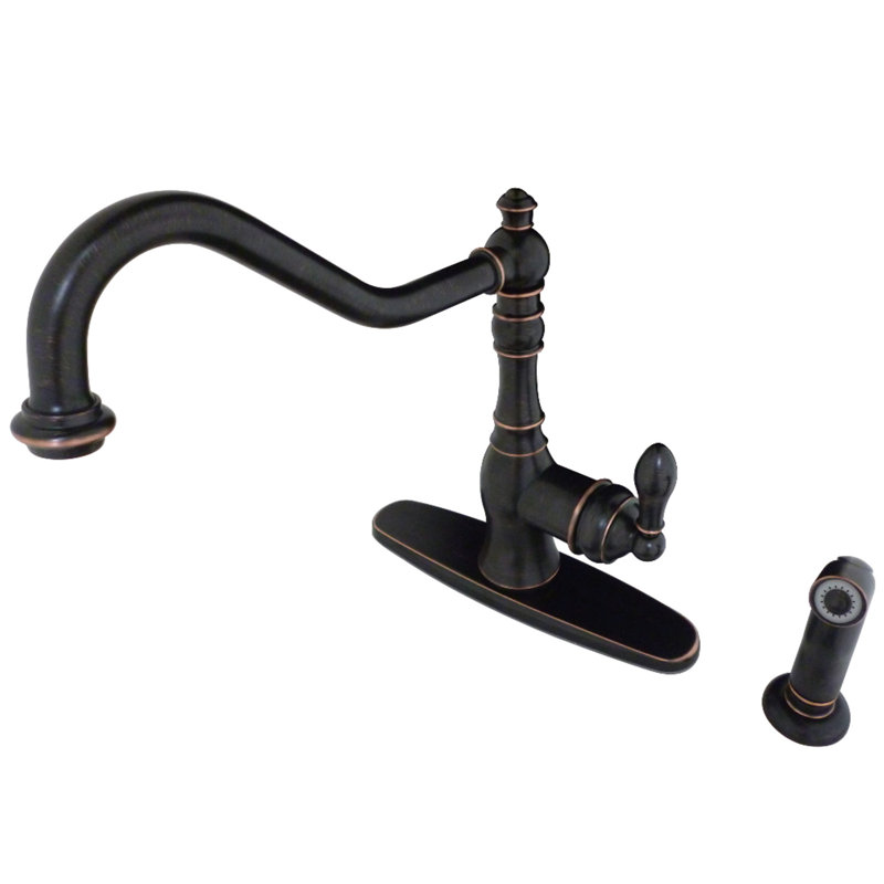 Kingston Brass American Classic Single-Handle Deck Mount Faucet, Naples Bronze, With Spray