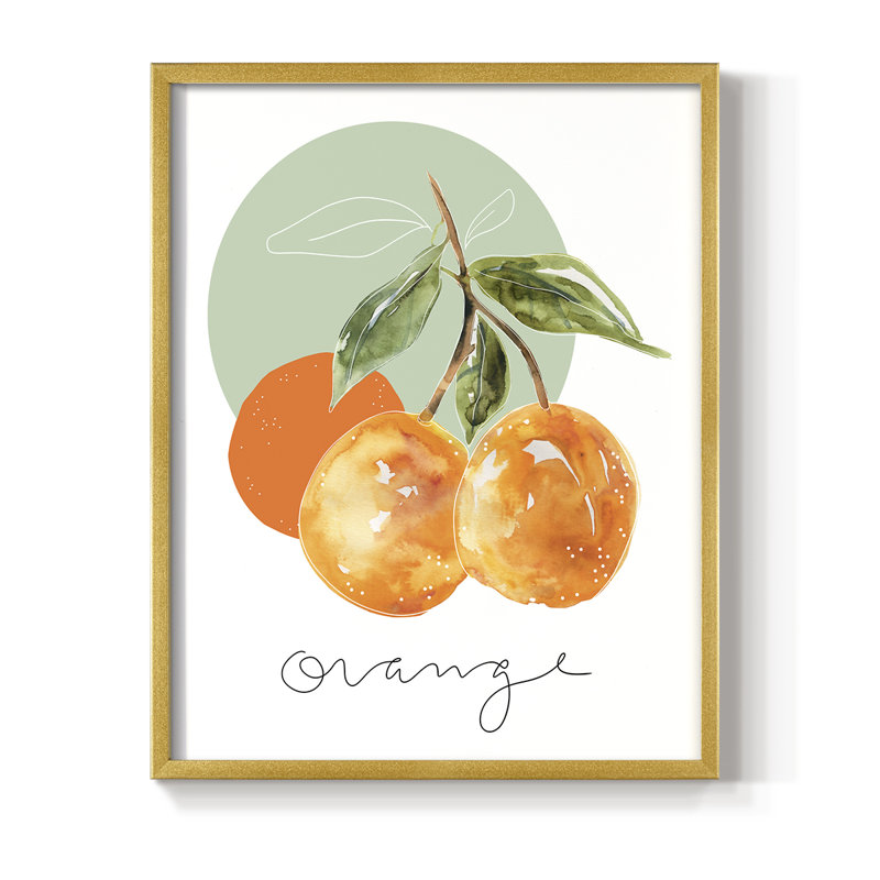 Orange Framed Print - Solid Wood, 21" H x 17" W, Gold