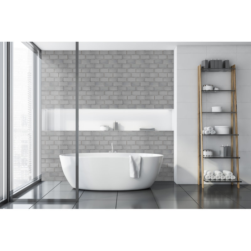 Metro Moon 14.13'' x 10.25'' Subway Porcelain Mosaic Wall Tile, Dark Gray
