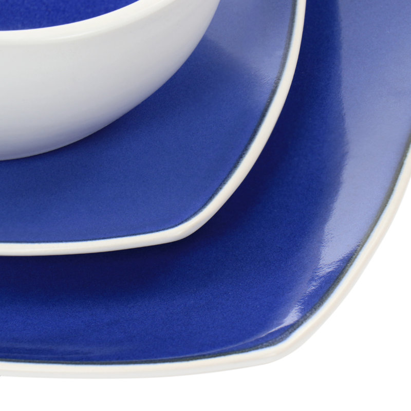 Gibson Elite Soho Lounge 16 Piece Stoneware Dinnerware Set In Red, Cobalt