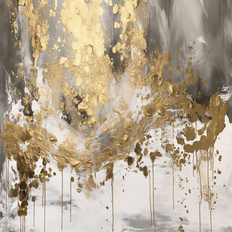 Goutte dorée moderne - art mural abstrait, H 30 po x l 30 po, Toile tendue, Sans cadre