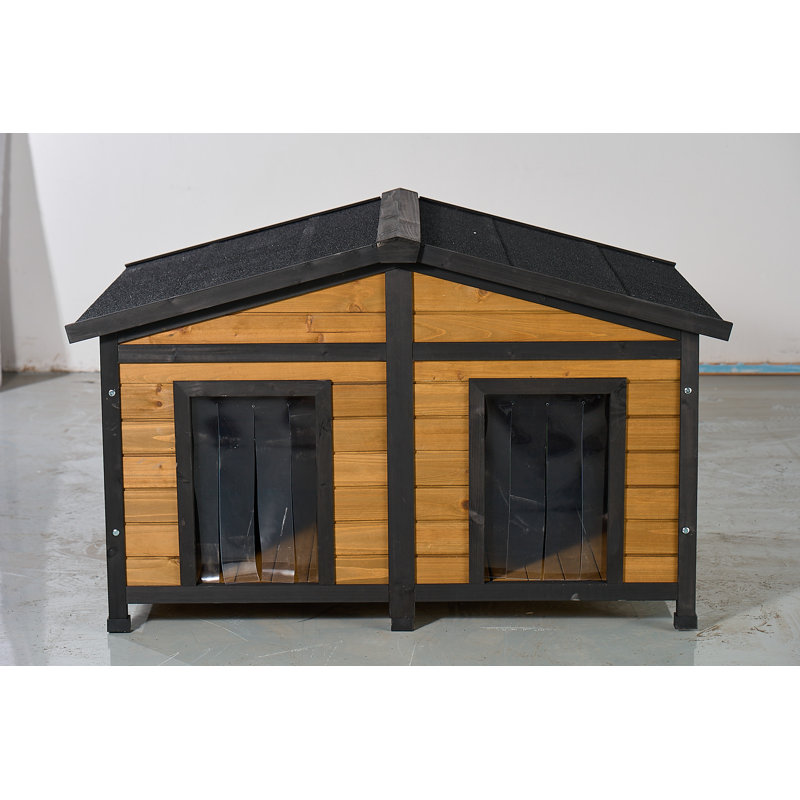 Maison pour chien double en bois avec toit résistant aux intempéries