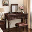 39.37"American-style solid wood brown dressing table with mirror