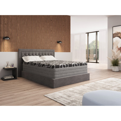 Matelas double à plateau lisse de 14 po avec fonction de couverture de glace rafraîchissante - Cuivre, gel, argent, graphite de 3 po pour une meilleure circulation de l'air et un sommeil confortable