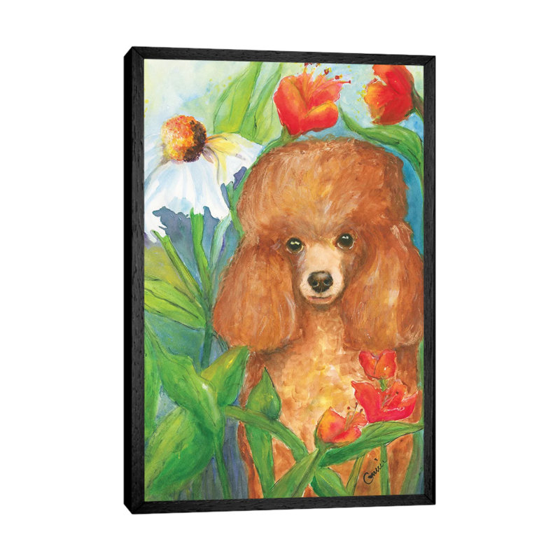 Garden Poodle by Connie Collum - Painting on Canvas, Black Framed, 152.4cm H x 101.6cm W x 3.81cm D