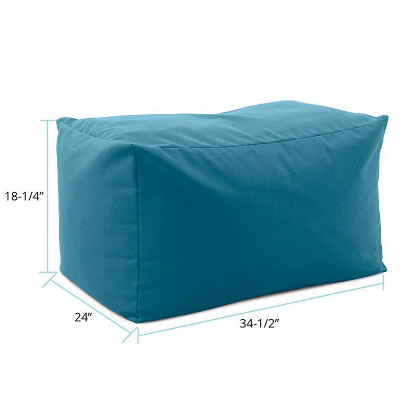 Outdoor Pouf Bench, Seascape Sand, Blue/Green
