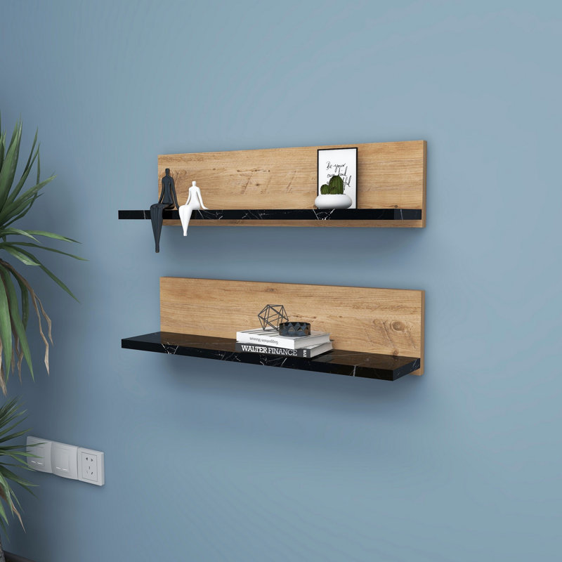 Locelso Floating Shelf, Natural/Black