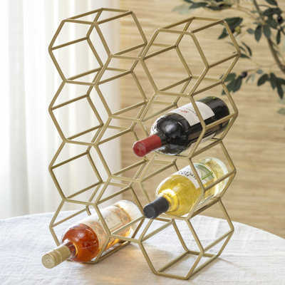Gold Honeycomb Metal 11 Wine Bottle Holder