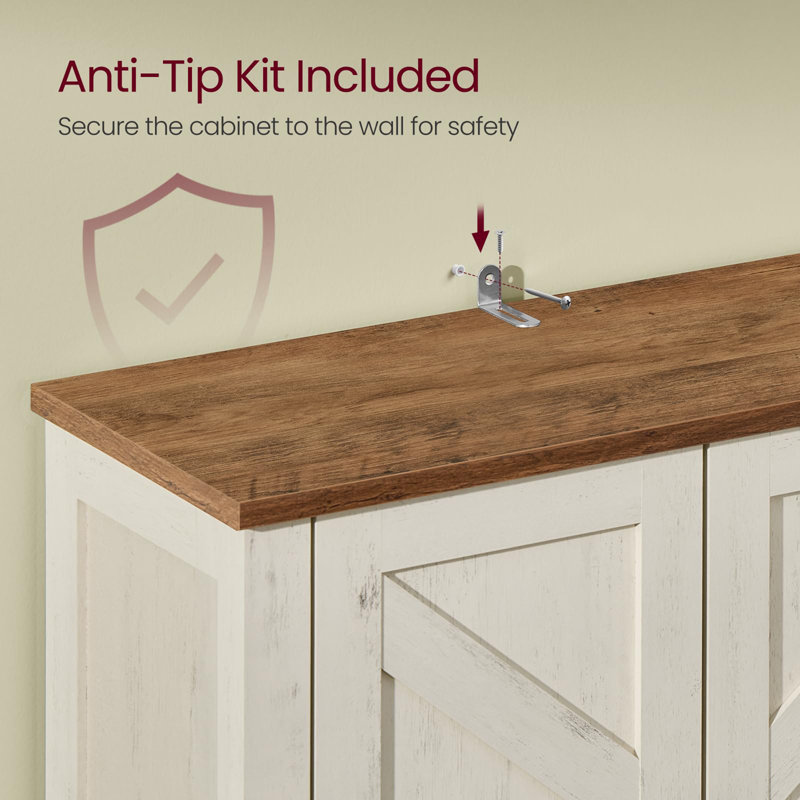 23.6-Inch Wide Farmhouse Over-the-Toilet Storage Cabinet with Barn Doors, Adjustable Shelf, Space-Saving Bathroom Organizer
