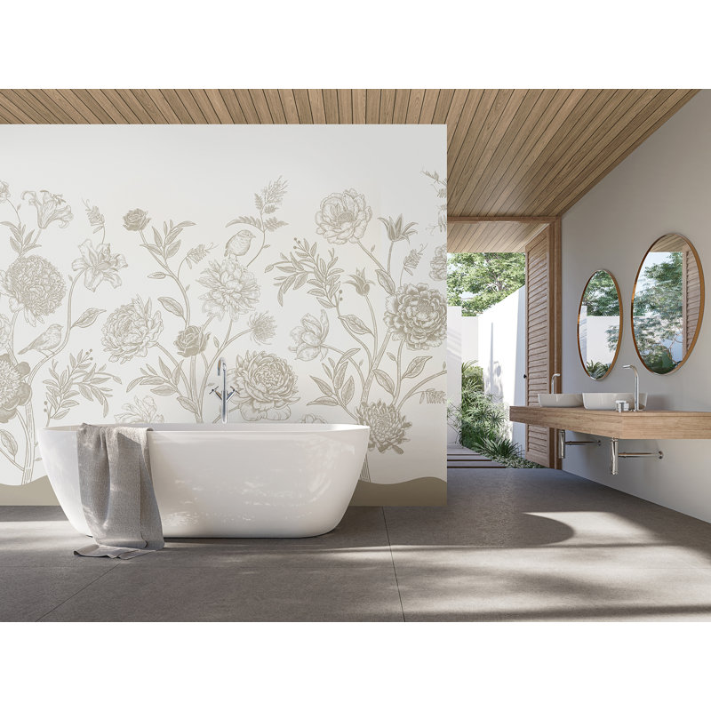 Murale verte Jacobean Rose Trail, Beige