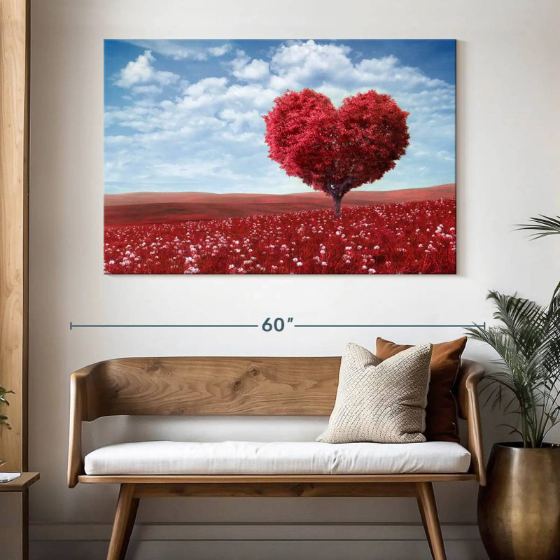 Harnek Red Tree Heart, 34" H x 51" W