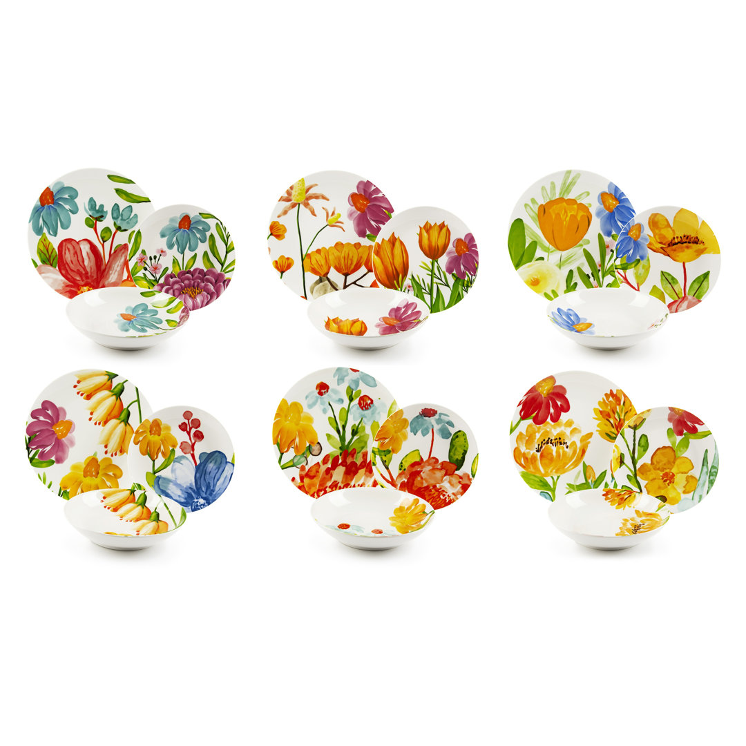 Blooming Piece Porcelain Dinnerware Set - Service for 6