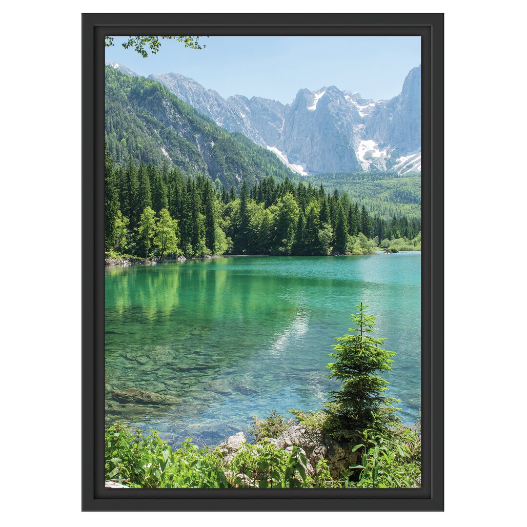 Gerahmtes Wandbild Bergsee mit Wald