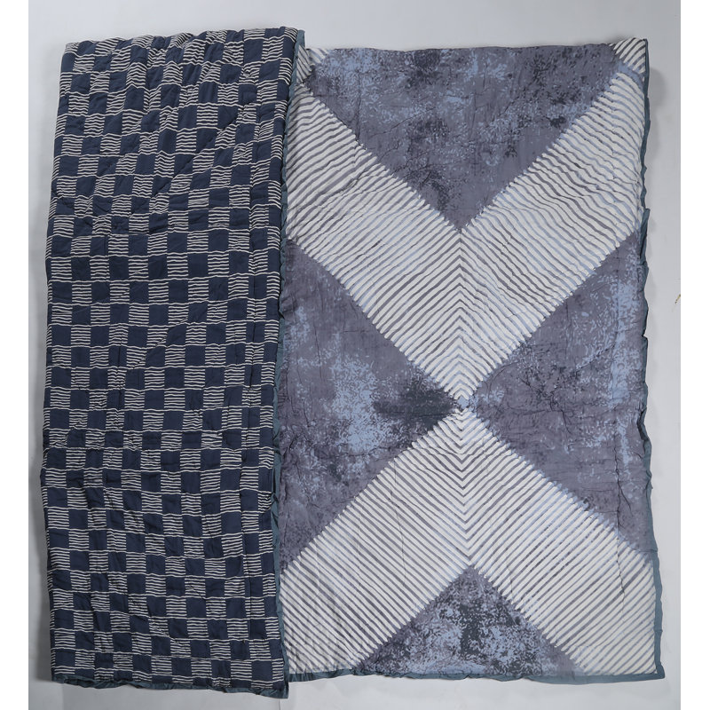 Cotton Geometric Shapes Quilt, King Quilt + 2 Shams