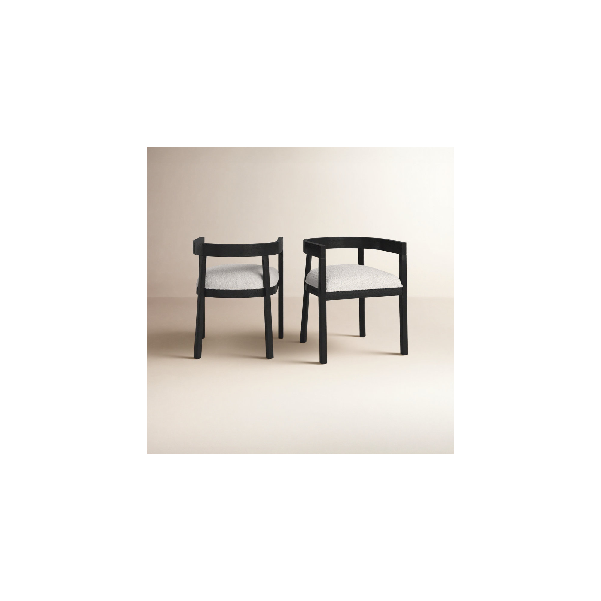 Daney Barrel Back Dining Chair, Black, Beige Chenille