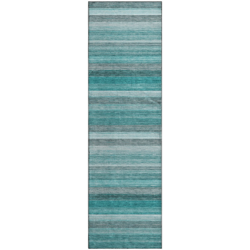 Tapis bleu sarcelle lavable à la machine Cerrito AMF535 Cerrito, Tapis de couloir 2 pi 3 po x 7 pi 6 po