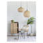 Lustre beige en bambou tissé rond avec abat-jour natté naturel
