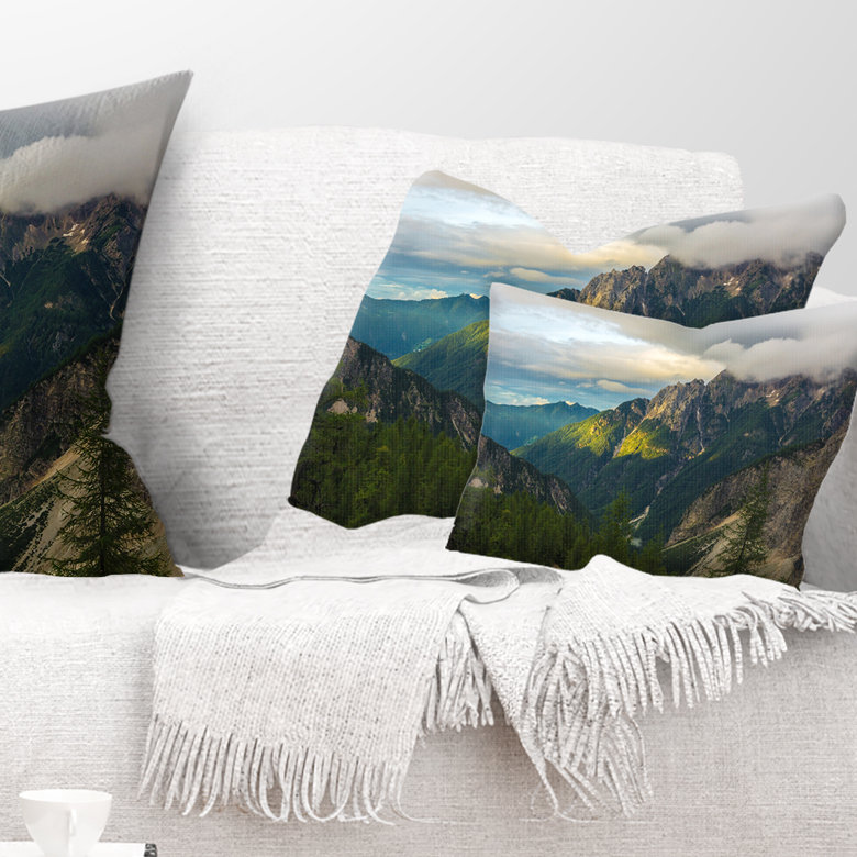 Coussin décoratif photo de soleil avec réflexion paysager
