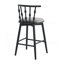 Tabouret de bar d'intérieur en bois Doria, finition noire avec revêtement gris, ensemble de 2-119165326-119165328