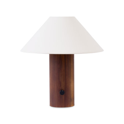 Oakley 14" Mid-Century Modern LED Table Lamp With Wooden Base In Walnut Finish