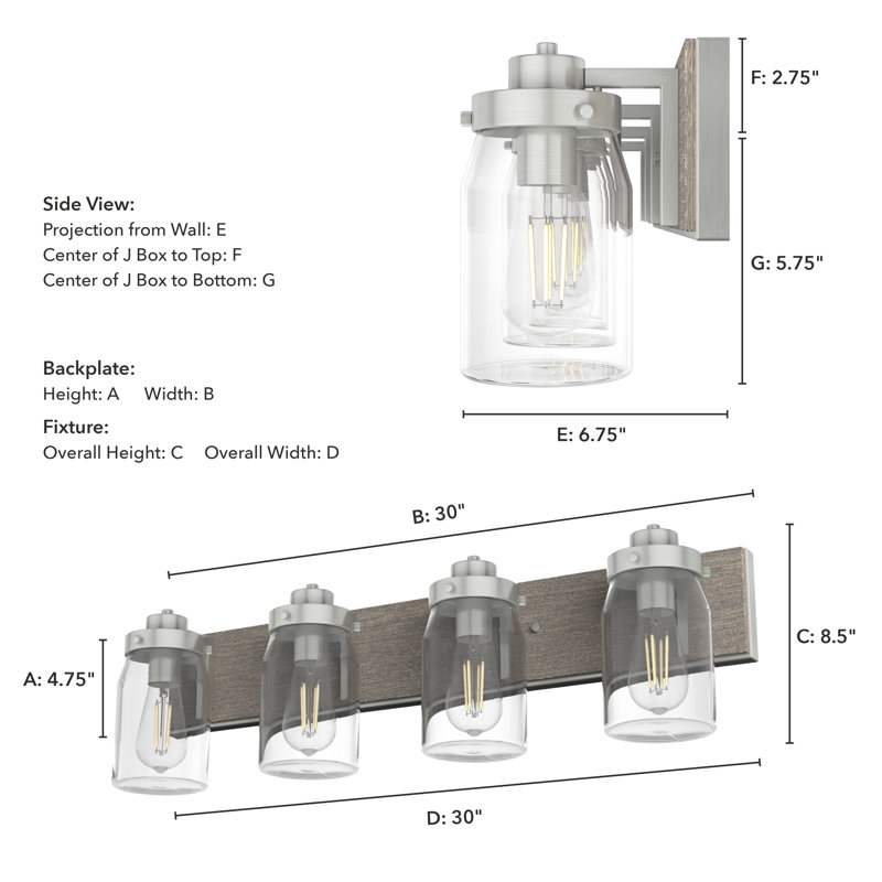 Devon 4 - Light Dimmable Vanity Light, Brushed Nickel
