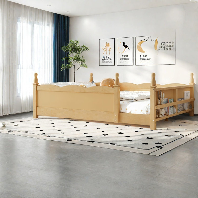 Lits sûrs pour plancher, panneau de fibres à densité moyenne en bois de pin, conception Montessori pour enfants