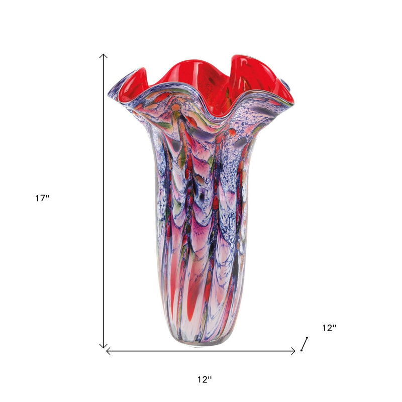 Vase de table en verre pour l’intérieur/extérieur 17 po mauve/rouge Mukrime