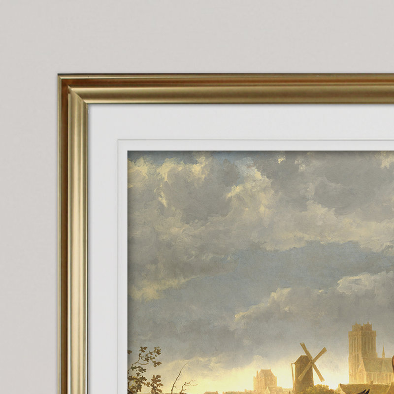 « the small dort », reproduction de peinture à l’huile sur toile tendue encadrée, H 24 po x l 32 po x P 1,5 po, Cadre doré